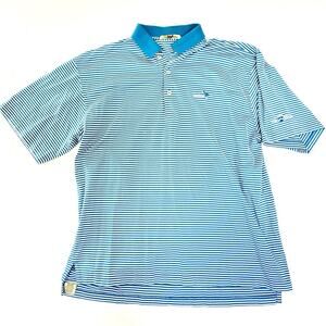 Peter Millar Golf Polo Sandpiper Blue White Stripes Men’s Medium Vintage